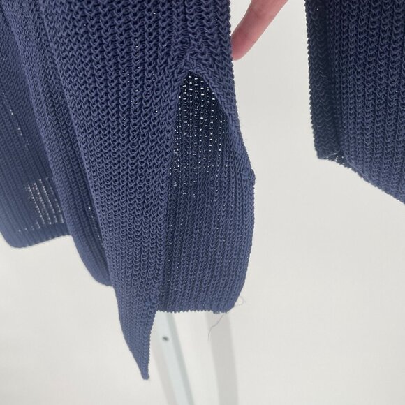 Athleta Highline Sweater Sz Large Tunic Blue V-Neck Knit Preppy Neutral Normcore - Picture 5 of 15